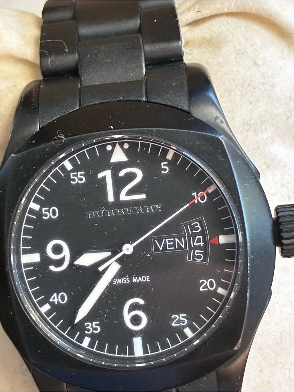 Burberry Mens Quartz Black Watch-BU7638 New Battery